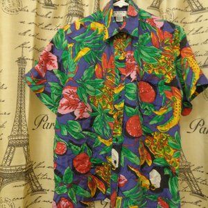 Clio Petites Vintage Hawaiian Print Blouse and Shorts Set